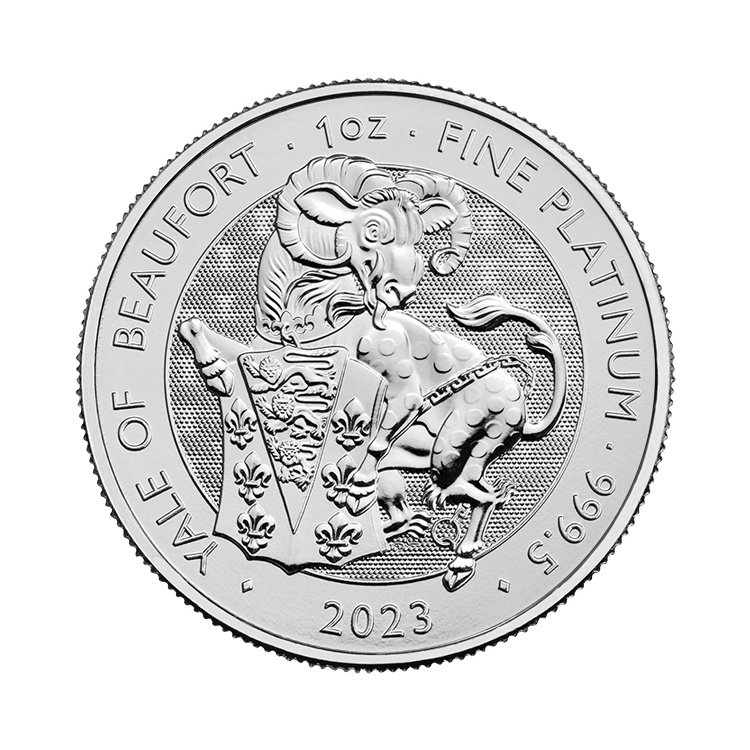 1 troy ounce platinum coin Tudor Beasts Yale of Beaufort 2023 front