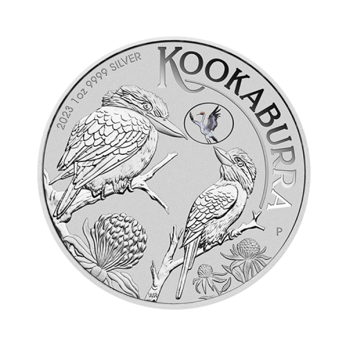 1 troy ounce silver coin Kookaburra with Brolgra Privy Mark 2023 front