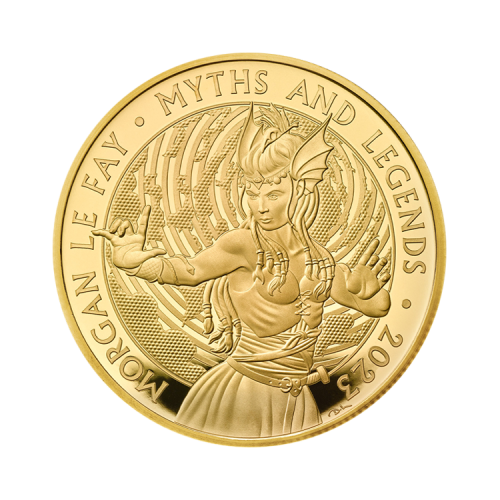 1 troy ounce gold Morgan Le Fay proof coin 2023 front