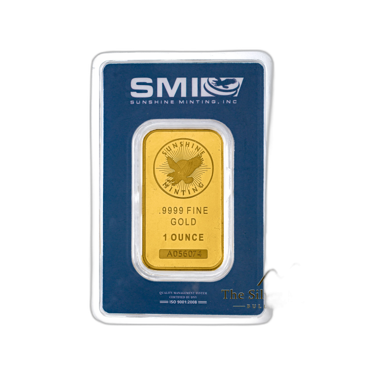 1 troy ounce gold bar Sunshine Mint back