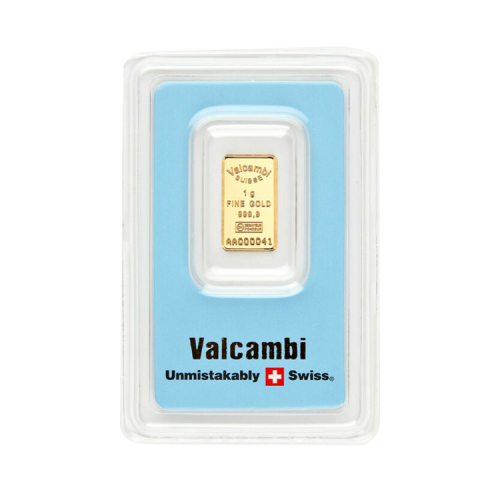 Goudbaar 1 gram Valcambi voorkant