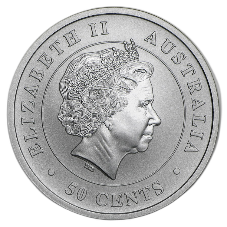 1/2 troy ounce zilveren Tiger Shark munt 2016 achterkant