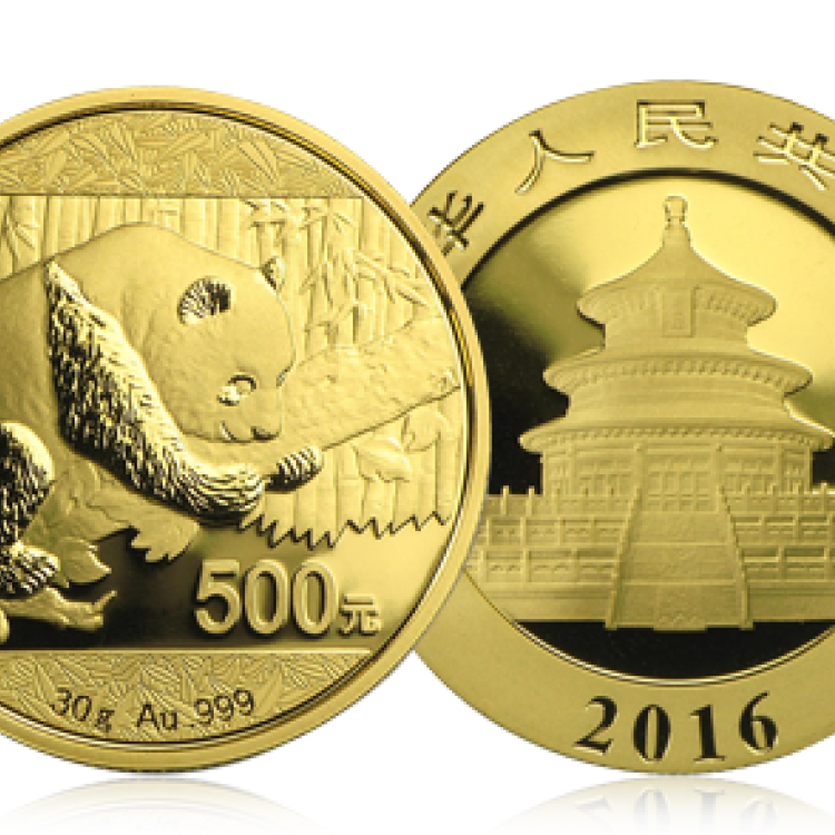 30 Gram goud Panda munt 2016 achterkant
