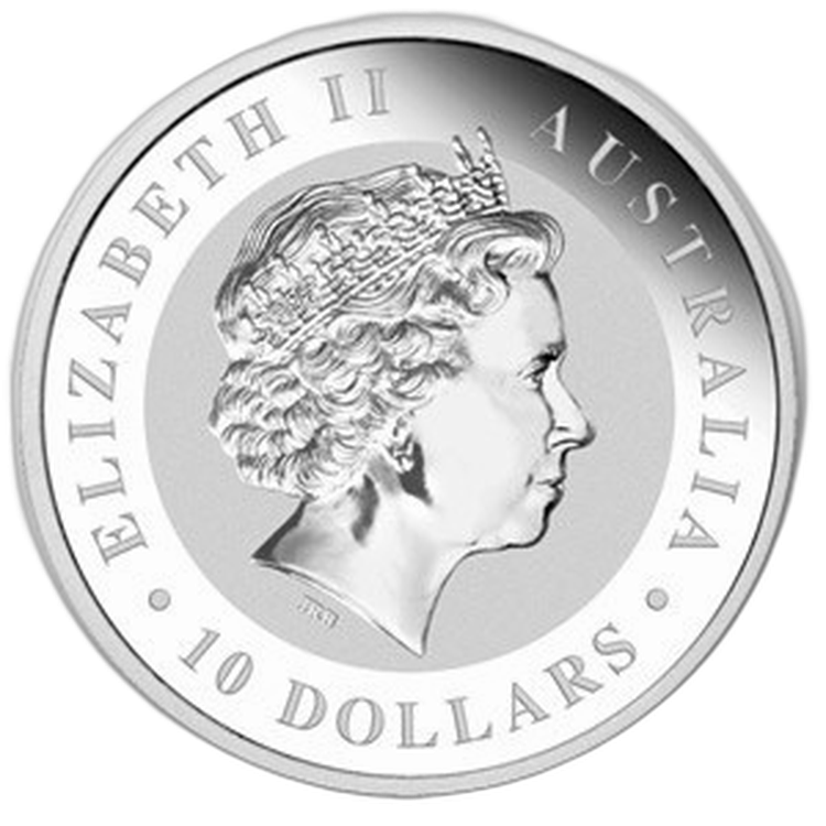 10 troy ounce silver Kookaburra coin 2010 back