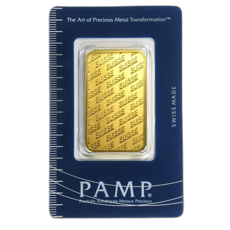 1 troy ounce gold bar Pamp Suisse design back