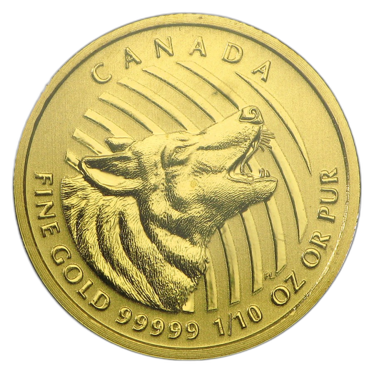 1/10 troy ounce gouden Howling Wolf 2015 achterkant