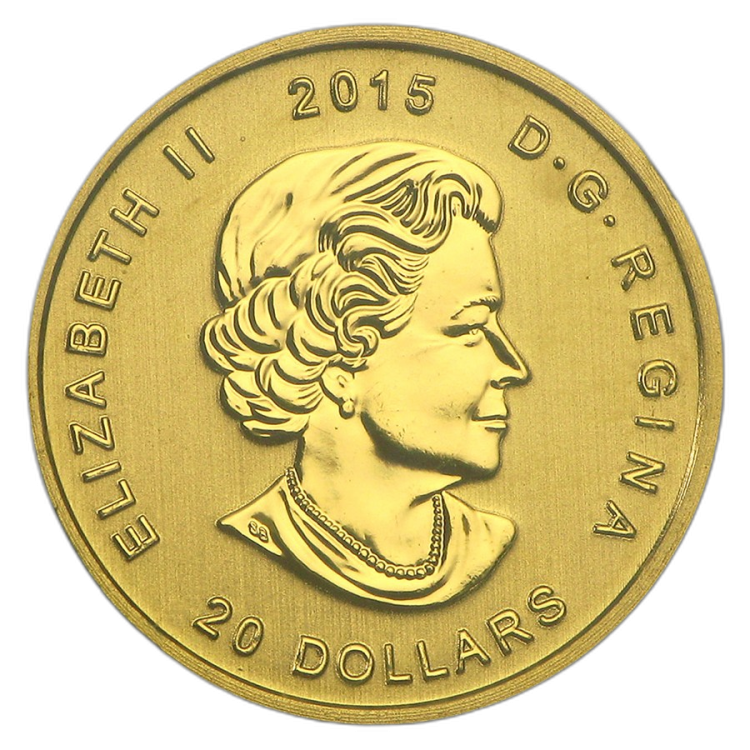 1/10 troy ounce gouden Howling Wolf 2015 perspectief 1