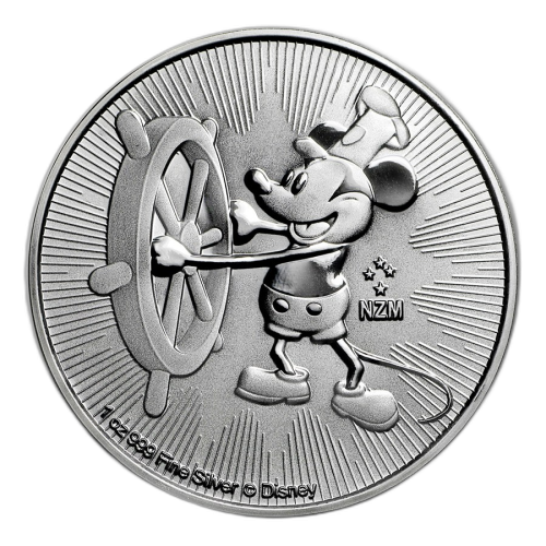 1 Troy ounce zilveren Mickey Mouse munt 2017 voorkant