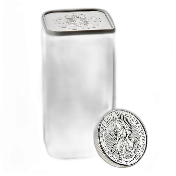 2 troy ounce zilveren Queens Beast 2017 Griffin achterkant