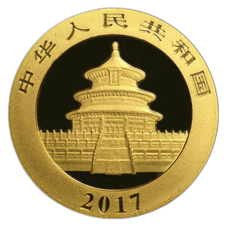 3 Grams gold Panda coin 2017 back
