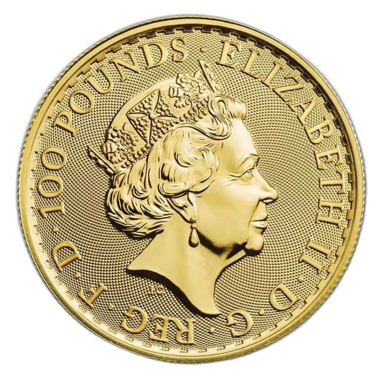 1 Troy ounce gold coin Britannia 2020 angle 2