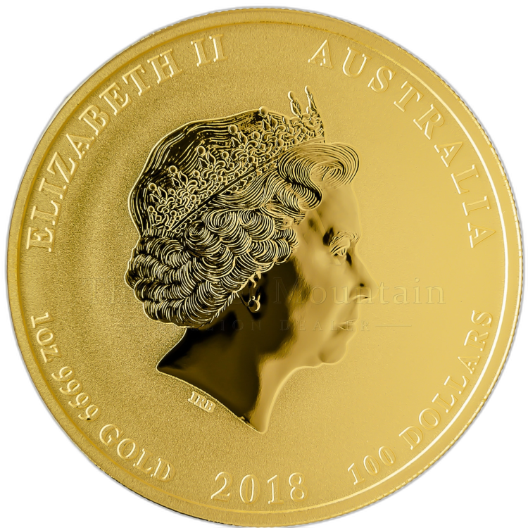1 troy ounce gouden Lunar munt 2018 achterkant