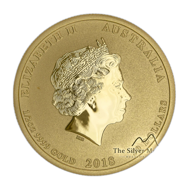 1/2 Troy ounce gold coin Lunar 2018 - year of the Dog angle 2
