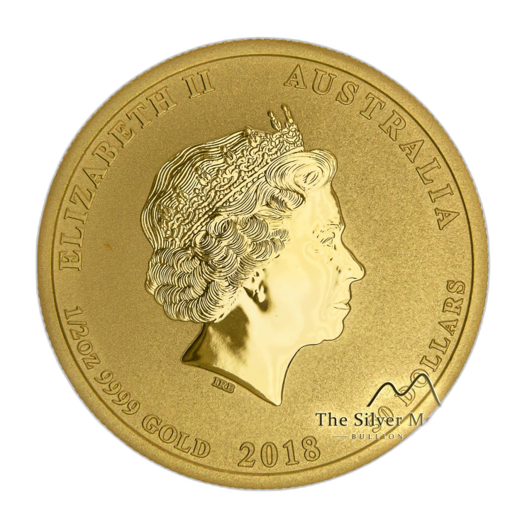 1/2 Troy ounce gold coin Lunar 2018 - year of the Dog angle 3