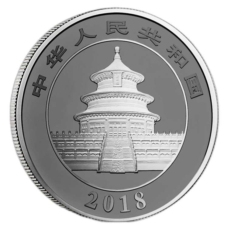 150 grams silver Panda coin 2018 PROOF back