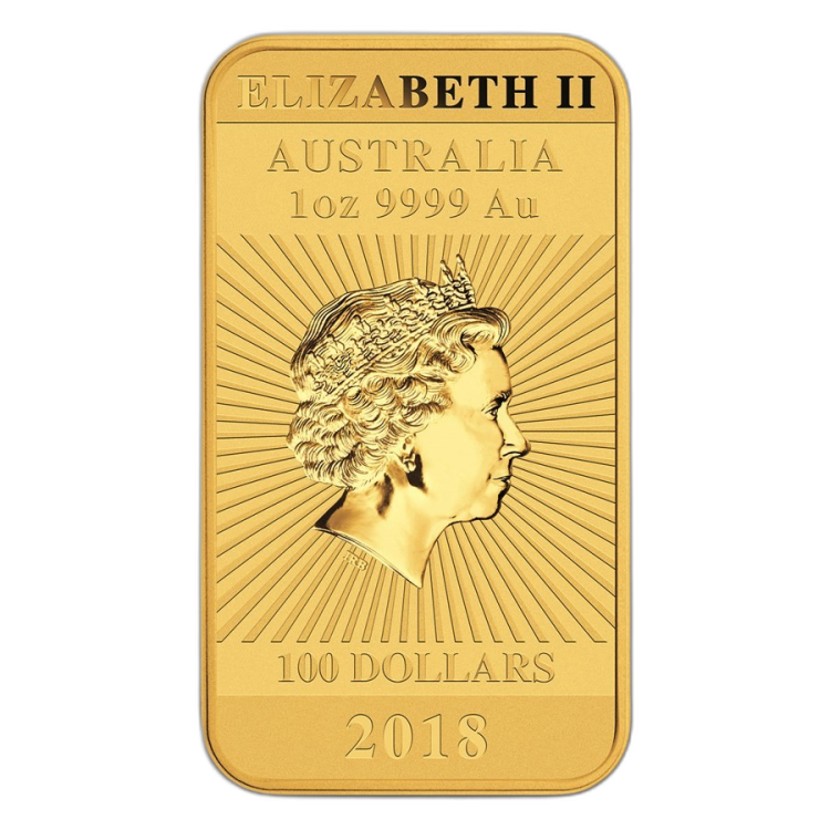 1 Troy ounce gold coin bar Rectangular Dragon 2018 back