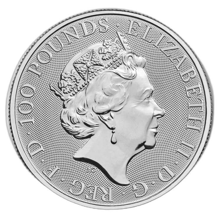 1 Troy ounce platina munt Queens Beasts Dragon 2018 achterkant