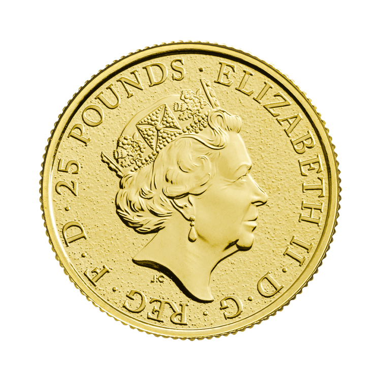 1/4 Troy ounce gouden munt Queens Beasts Griffin 2017 achterkant