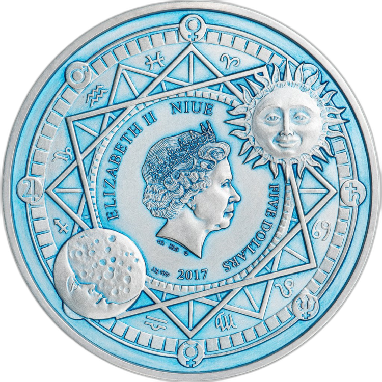 2 Troy ounce zilveren munt Moon angle 1