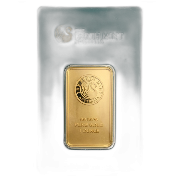 1 Troy ounce gold bar Perth Mint back