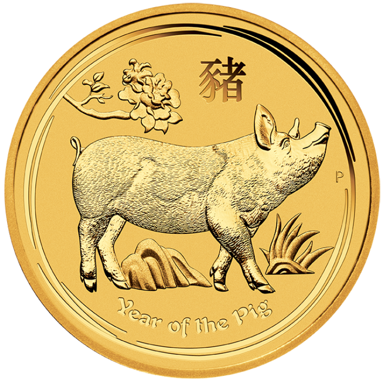 1/2 Troy ounce gold coin Lunar 2019 back