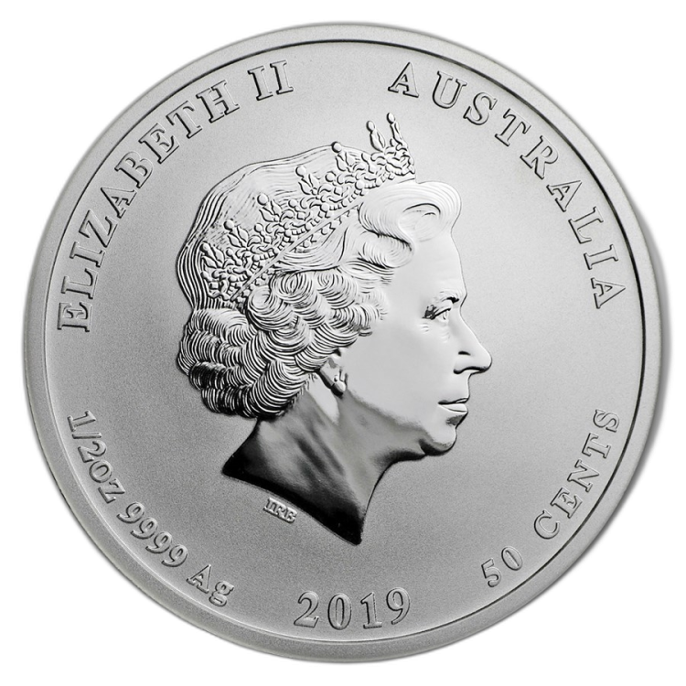 1/2 Troy ounce silver coin Lunar 2019 angle 1