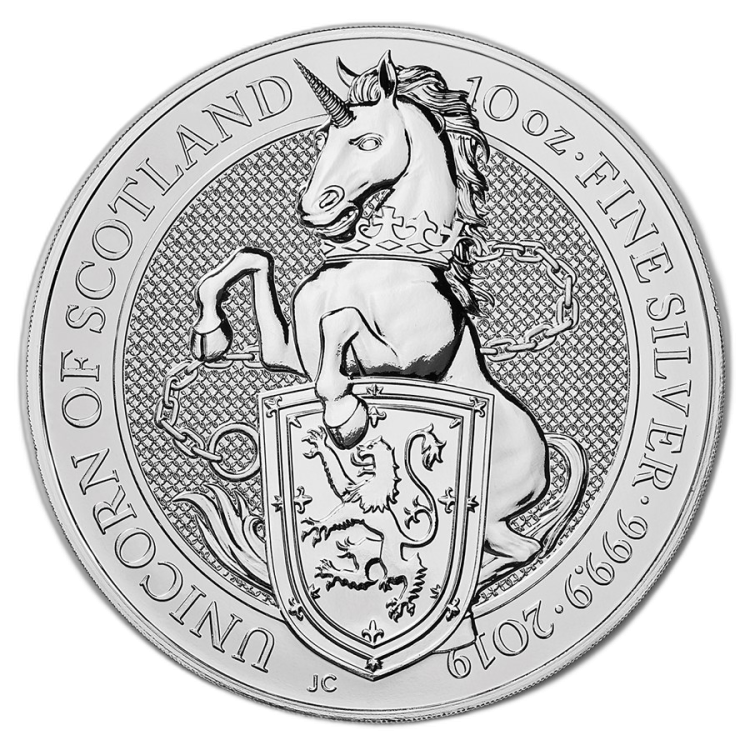 10 Troy ounce silver coin Queens Beasts Unicorn 2019 back