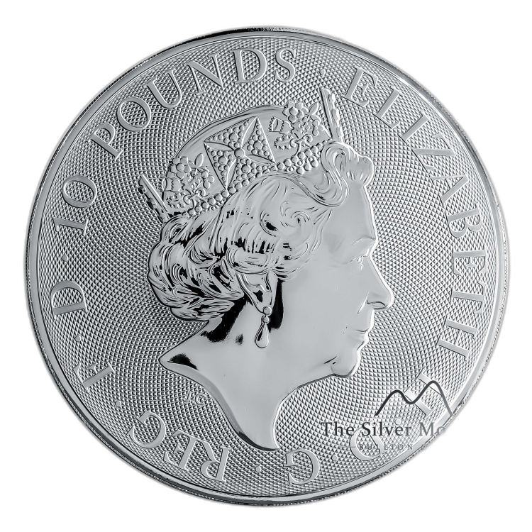 10 Troy ounce silver coin Queens Beasts Unicorn 2019 angle 4