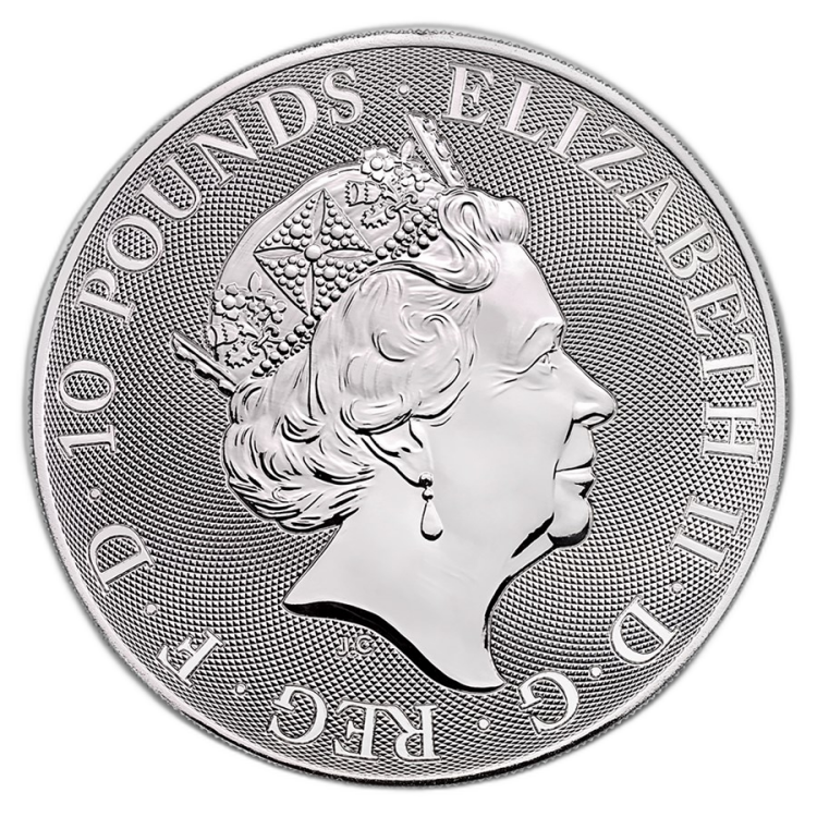 10 Troy ounce silver coin Great-Britain Valiant 2018 back