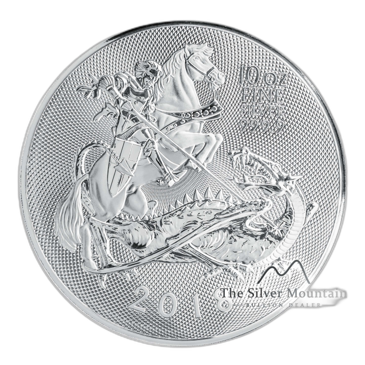 10 Troy ounce silver coin Great-Britain Valiant 2018 angle 1