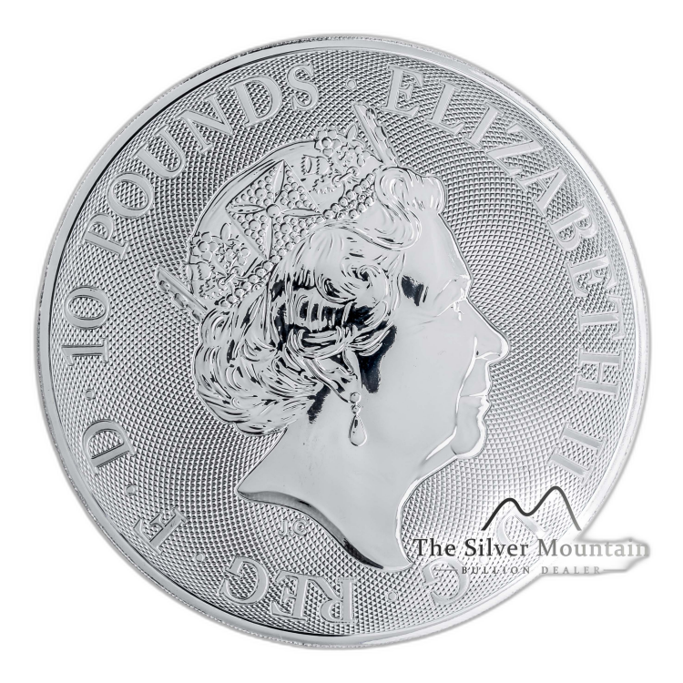 10 Troy ounce silver coin Great-Britain Valiant 2018 angle 2