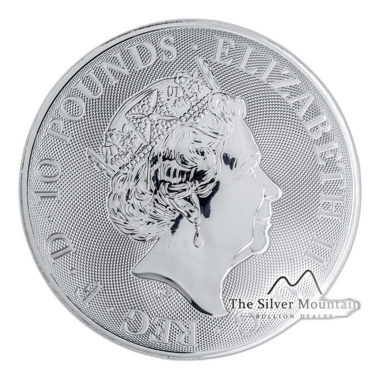 10 Troy ounce silver coin Great-Britain Valiant 2018 angle 3