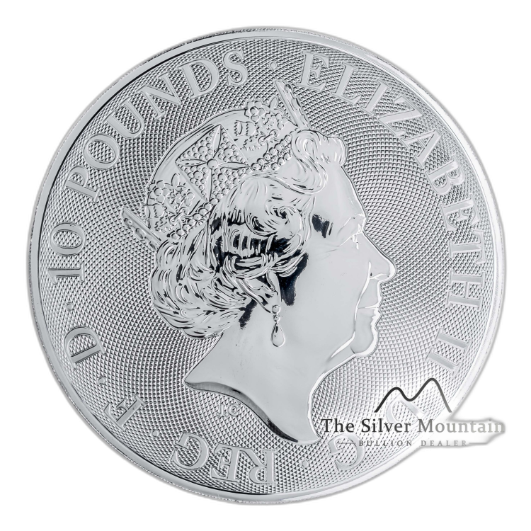 10 Troy ounce silver coin Great-Britain Valiant 2018 angle 3