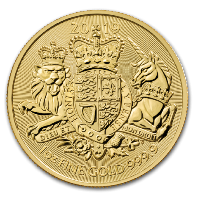 1 Troy ounce gold coin Royal Arms 2021 back