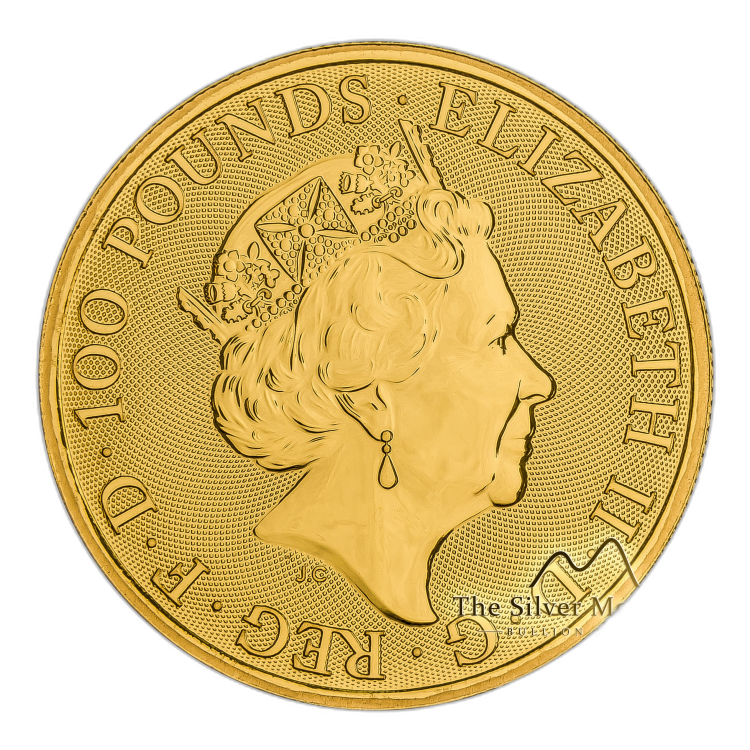 1 Troy ounce gold coin Royal Arms 2021 angle 2