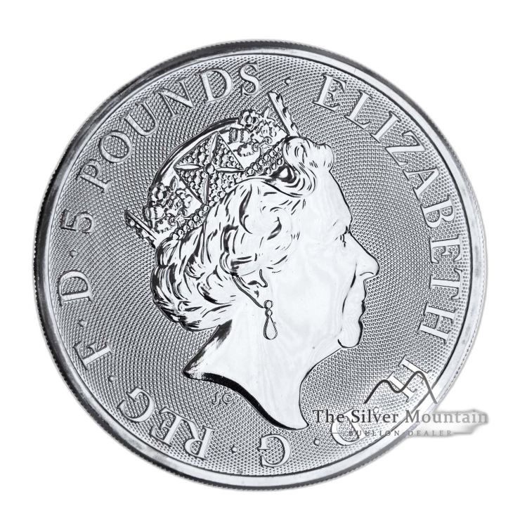 2 Troy ounce zilveren munt Queen Beasts Yale of Beaufort 2019 achterkant