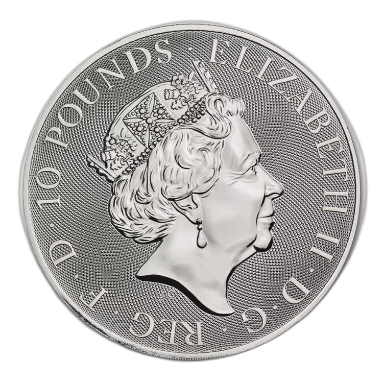 10 Troy ounce silver coin Valiant 2021 angle 1