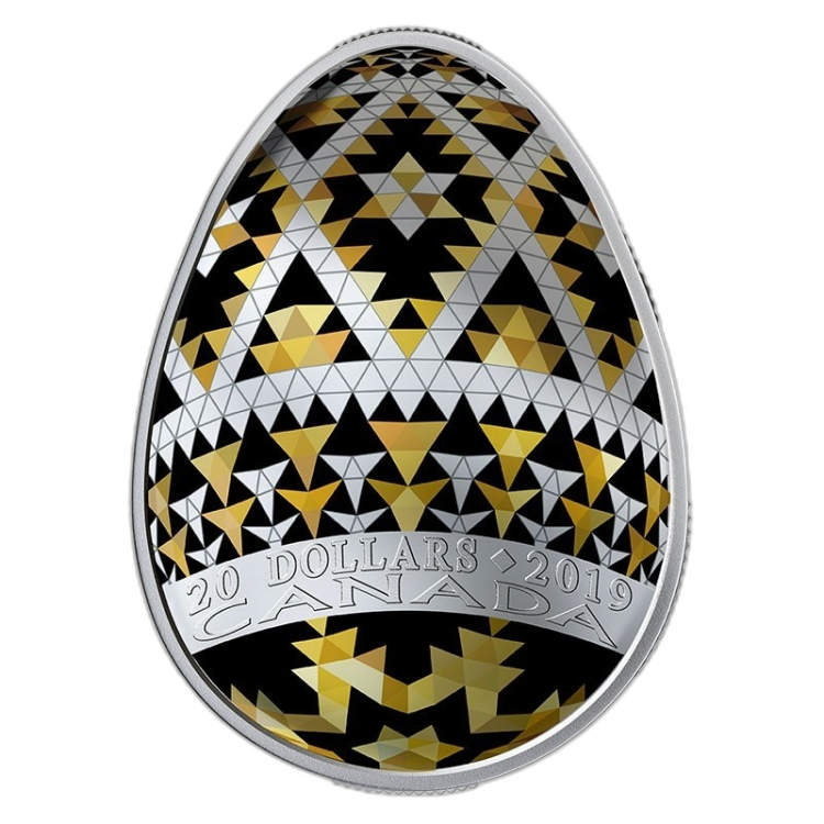 1 Troy ounce zilveren munt Pysanka Ei 2019 Proof perspectief 1
