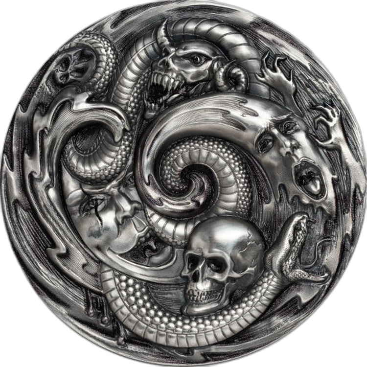 3 Troy ounce silver coin Pandora's Box Palau 2019 angle 2