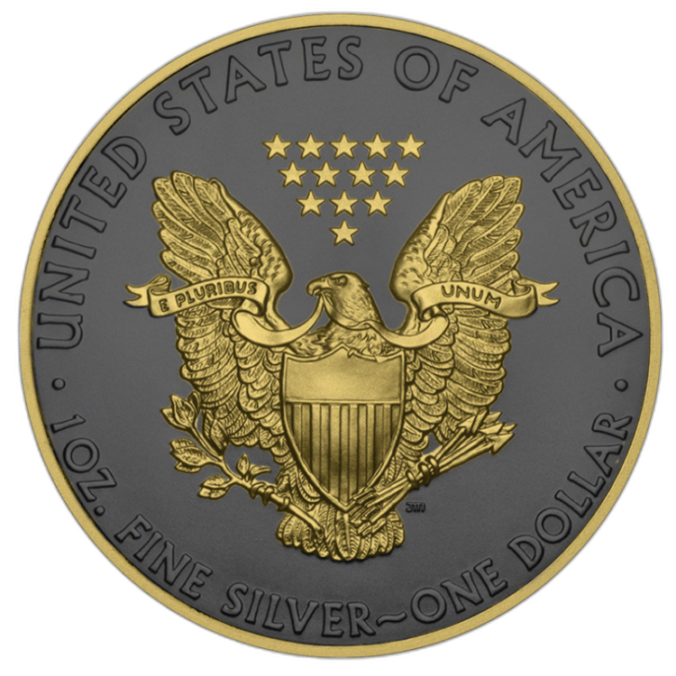 1 Troy ounce silver coin Golden Ring - Silver Eagle 2019 back