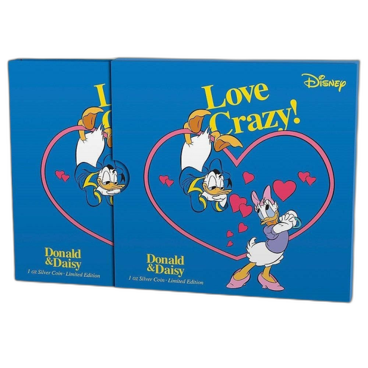 1 Troy ounce silver coin Disney Love Crazy - Donald &amp; Daisy 2016 back