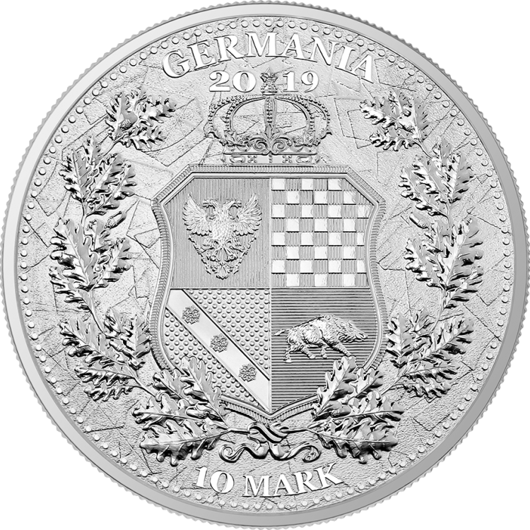 2 Troy ounce zilveren munt Germania Allegories 2019 achterkant