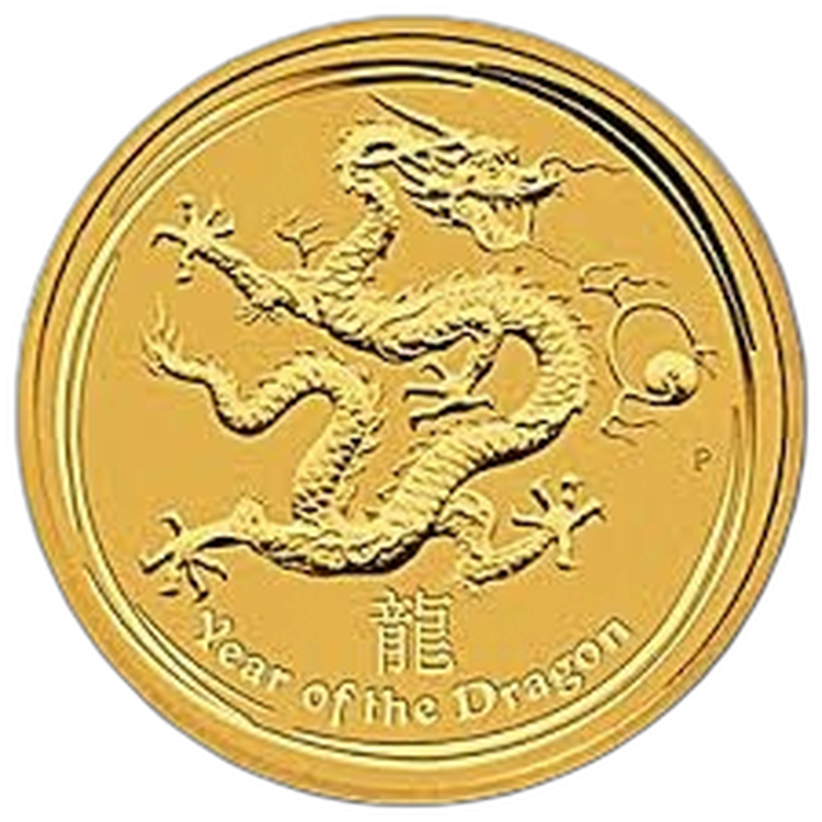 1 Troy ounce gouden munt Lunar 2012 achterkant