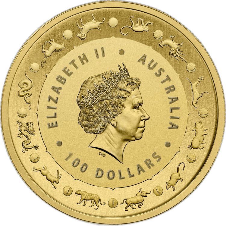 1 Troy ounce gouden munt China Lunar 2016 achterkant