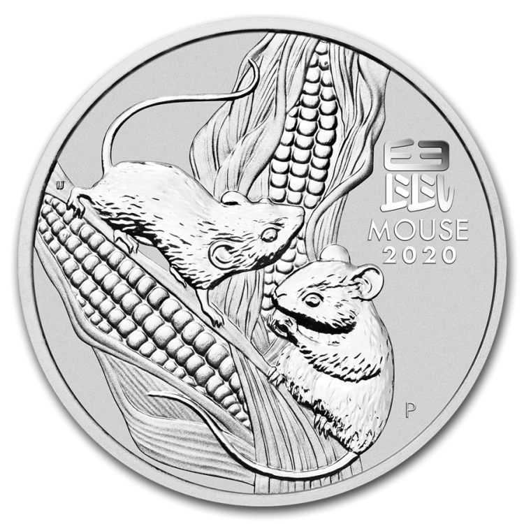 Zilveren Lunar munt jaar van de muis - 5 troy ounce 2020 - Lunar III serie perspectief 1