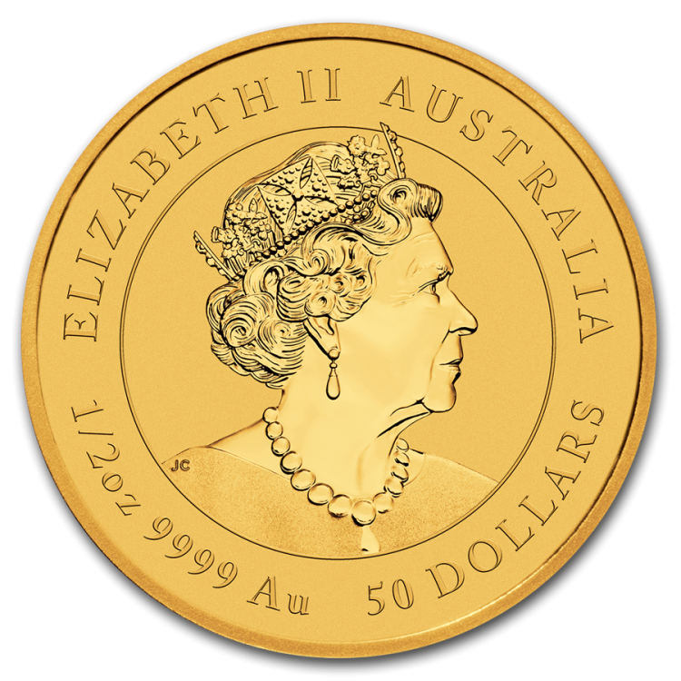 1/2 Troy ounce gouden munt Lunar 2020 achterkant