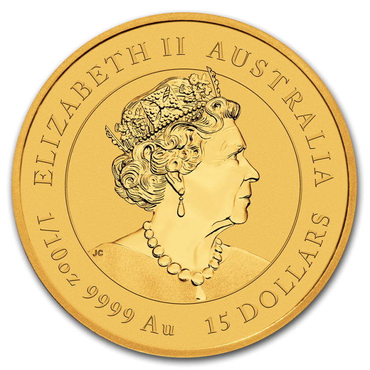1/10 Troy ounce gouden munt Lunar 2020 achterkant
