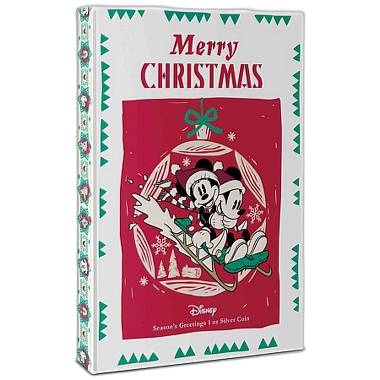 1 Troy ounce zilveren munt Disney's kerst groet Proof 2019 achterkant