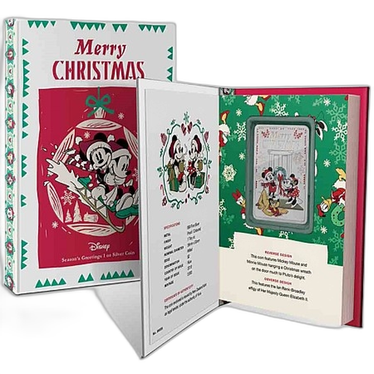 1 Troy ounce zilveren munt Disney's kerst groet Proof 2019 perspectief 1