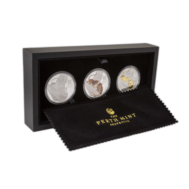 3x 1 Troy ounce zilveren munten Lunar 2020 perspectief 8